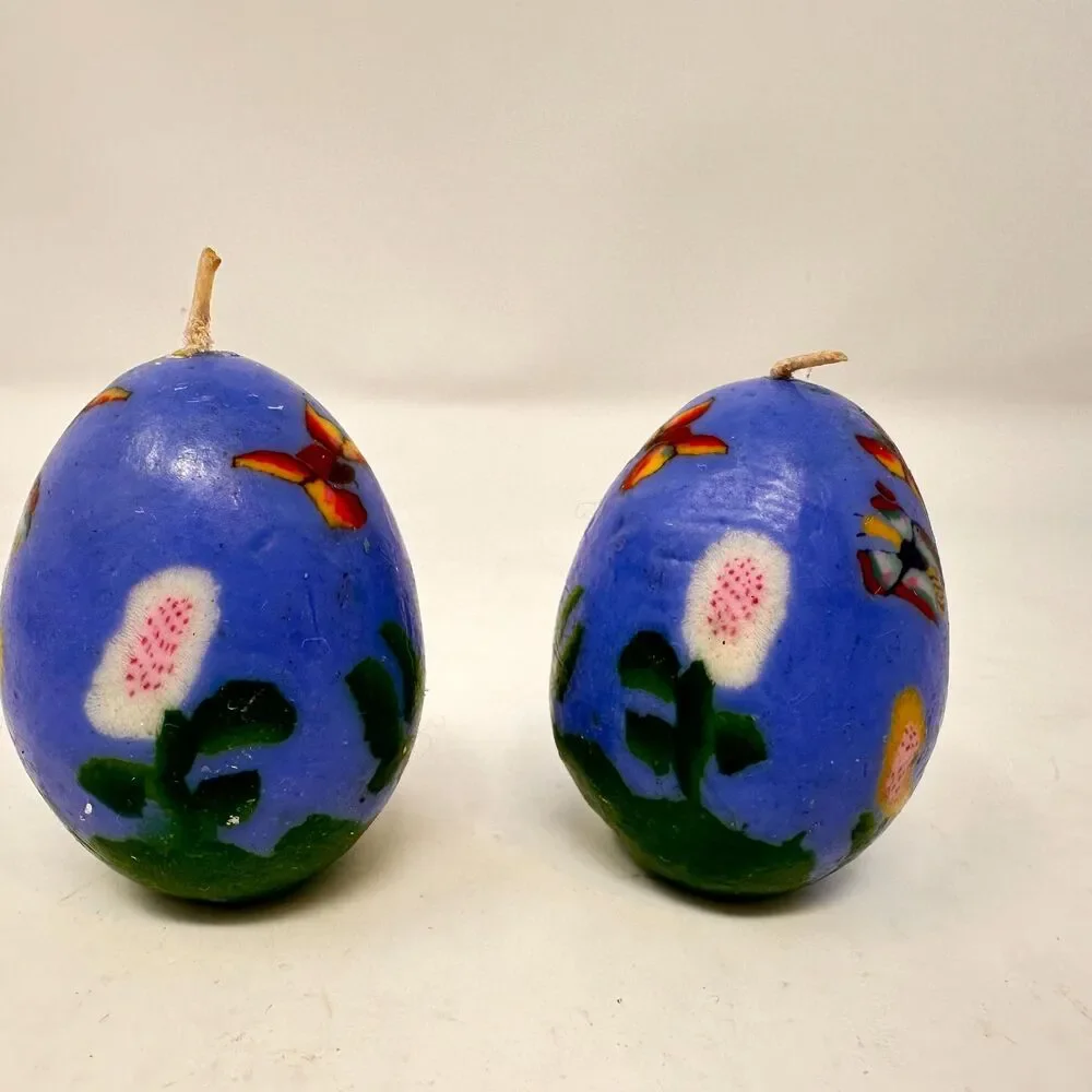 Vintage Multicolor Floral Egg Candles Set of 6 Candle & Egg collections 2.5”